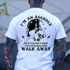 I'M AN ASSHOLE WALK AWAY Skull Print Men's T-shirt