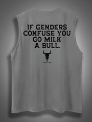 If Genders Confuse You Go Milk A Bull Print Cotton Sleeveless Tank Tops