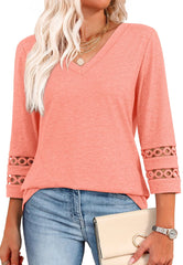 2025 New Womens 3/4 Length Sleeve Tops Trendy V Neck T Shirts(buy 3 free shipping)