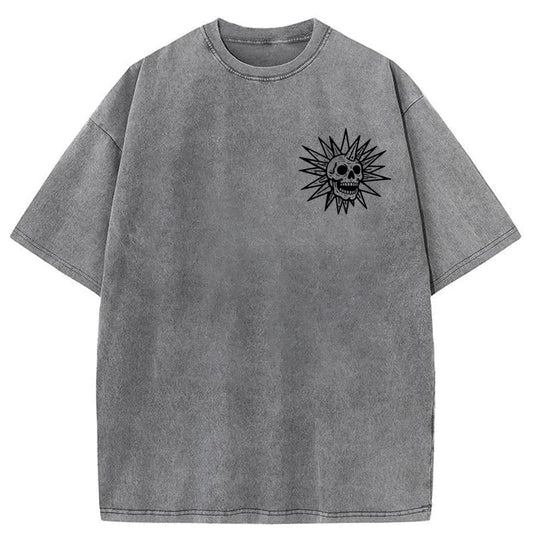 Spooky Island Cartoon Halloween Washed Cotton T-Shirt