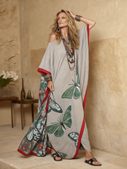 Women's cotton and linen one shoulder long skirt