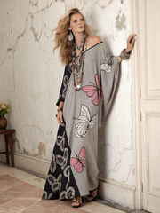 Women's cotton and linen one shoulder long skirt