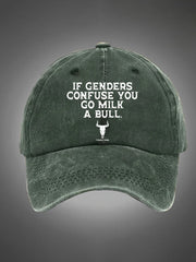 If Genders Confuse You Go Milk A Bull Pattern Washed Hats