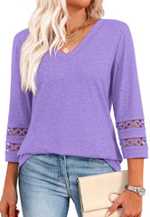 2025 New Womens 3/4 Length Sleeve Tops Trendy V Neck T Shirts(buy 3 free shipping)