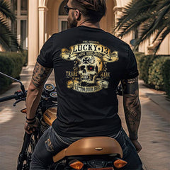 LUCKY THIRTEEN Skull Black Print T-shirt