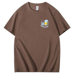 Fatherhood Skull And Beer Pattern Print Cotton T-Shirt