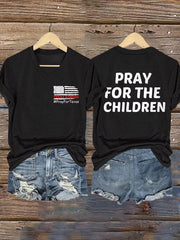 V-Neck Retro Texas Strong Pray For Texas Pray For The Children Print T-Shirt