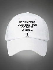 If Genders Confuse You Go Milk A Bull Pattern Washed Hats