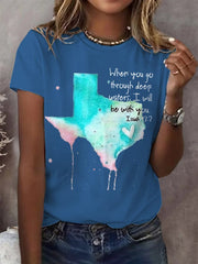 Retro Texas Strong When You Go Through Deep Waters, I Will Be With You. Isaiah 43:2 Print T-Shirt