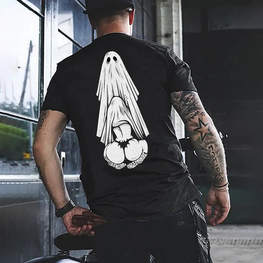 Oral Sex with Ghost Dirty Love Casual Black and White Print T-shirt