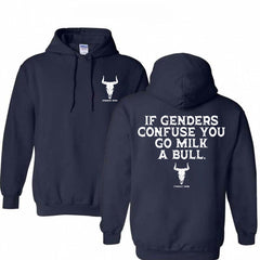 If Genders Confuse You Go Milk A Bull Print Hoodie
