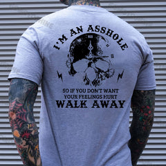 I'M AN ASSHOLE WALK AWAY Skull Print Men's T-shirt