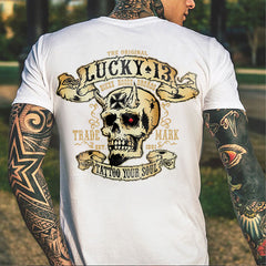 LUCKY THIRTEEN Skull Black Print T-shirt