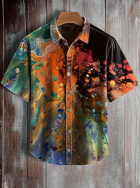 Men's Art Print Casual Short Sleeve Shirt