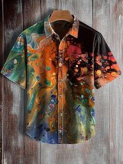 Men's Art Print Casual Short Sleeve Shirt