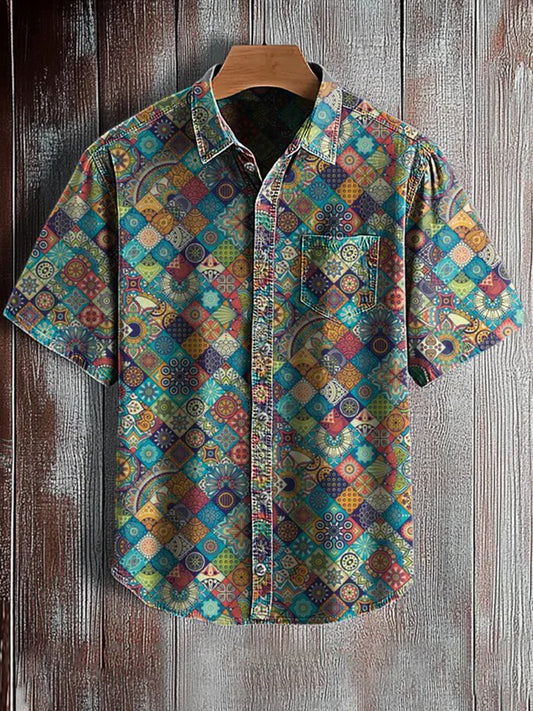 Men's Art Print Casual Short Sleeve Shirt