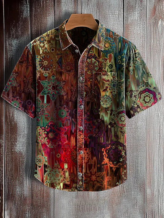 Men's Art Print Casual Short Sleeve Shirt