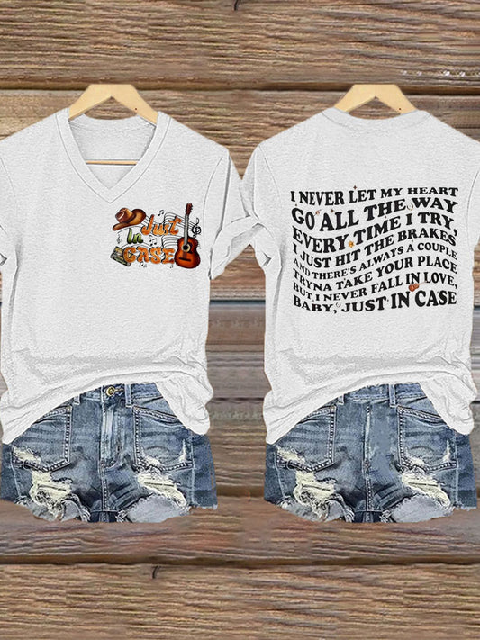 Women's Country Music Wallen Just In Case V-neck T-shirt