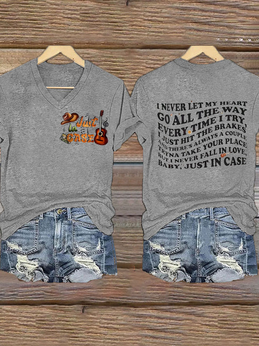 Women's Country Music Wallen Just In Case V-neck T-shirt