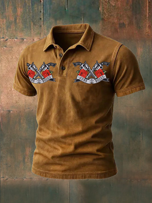 Men's Guns And Roses Short Sleeve Polo Shirt