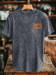 Camiseta vintage con estampado de ciervo y espiga para hombre