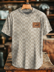 Camiseta vintage con estampado de ciervo y espiga para hombre