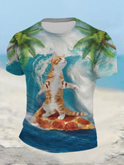 Men's Funny Animal Cat Short Sleeve Summer T-Shirt