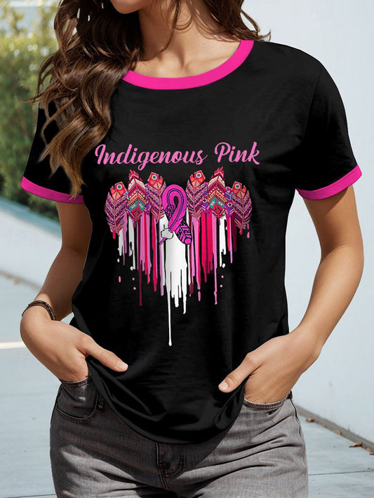 Women's Indigenous Pink Breast Cancer T-Shirts