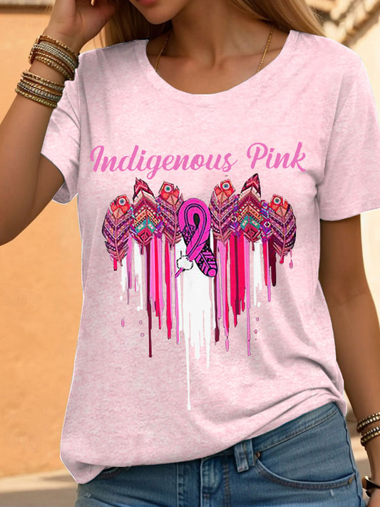 Women's Indigenous Pink Breast Cancer T-Shirts