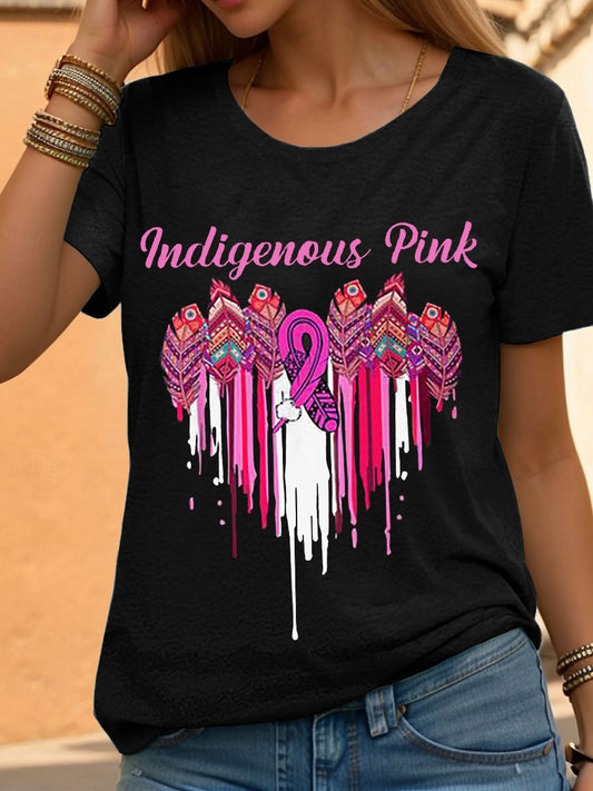 Women's Indigenous Pink Breast Cancer T-Shirts