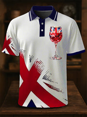 Men's Union Jack Wine Glass Short Sleeve Shirt