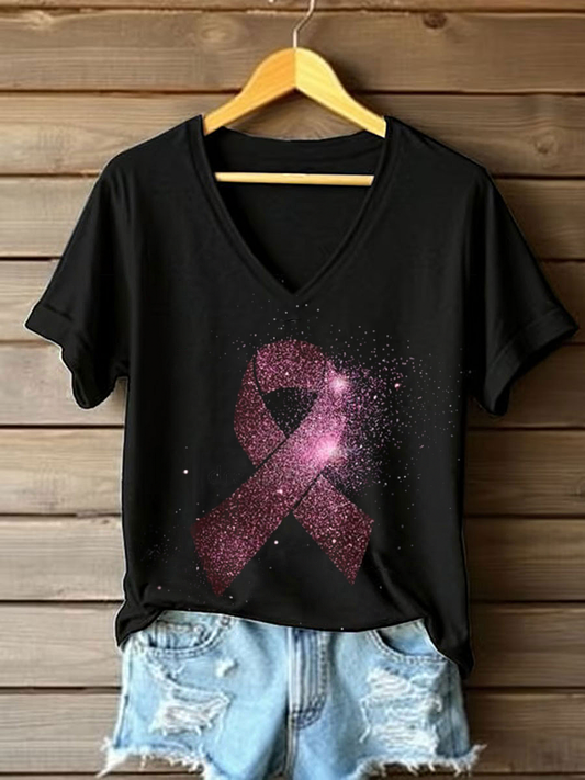 Women's Breast Cancer Awareness Print Casual T-Shirt