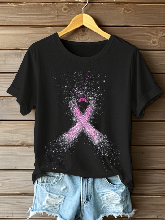 Women's Breast Cancer Awareness Print Casual T-Shirt