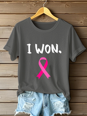 Camiseta informal con estampado de lazo rosa para mujer sobre la concienciación del cáncer de mama