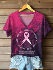 Camiseta estampada para mujer sobre la concienciación del cáncer de mama