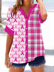 Women's Breast Cancer Awareness Print Casual Shirt