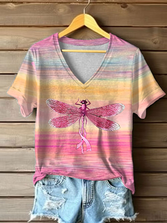 Women's Breast Cancer Awareness Print Casual T-Shirt
