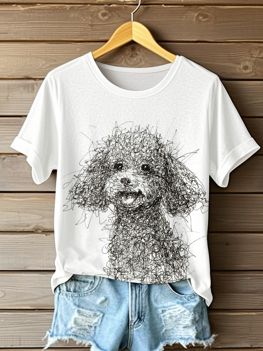 Women's Sketch Puppy print T-shirts