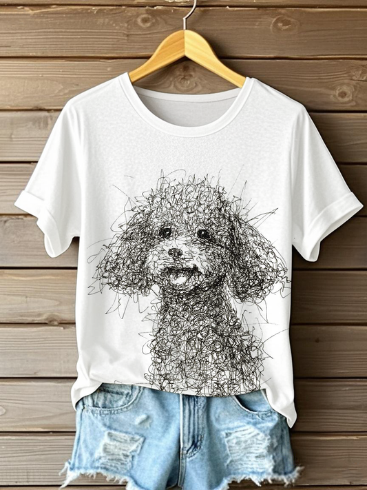 Women's Sketch Puppy print T-shirts