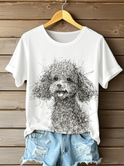 Women's Sketch Puppy print T-shirts