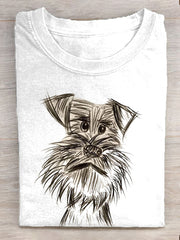 Women's Vintage Dog Art Print Short Sleeve T-Shirt