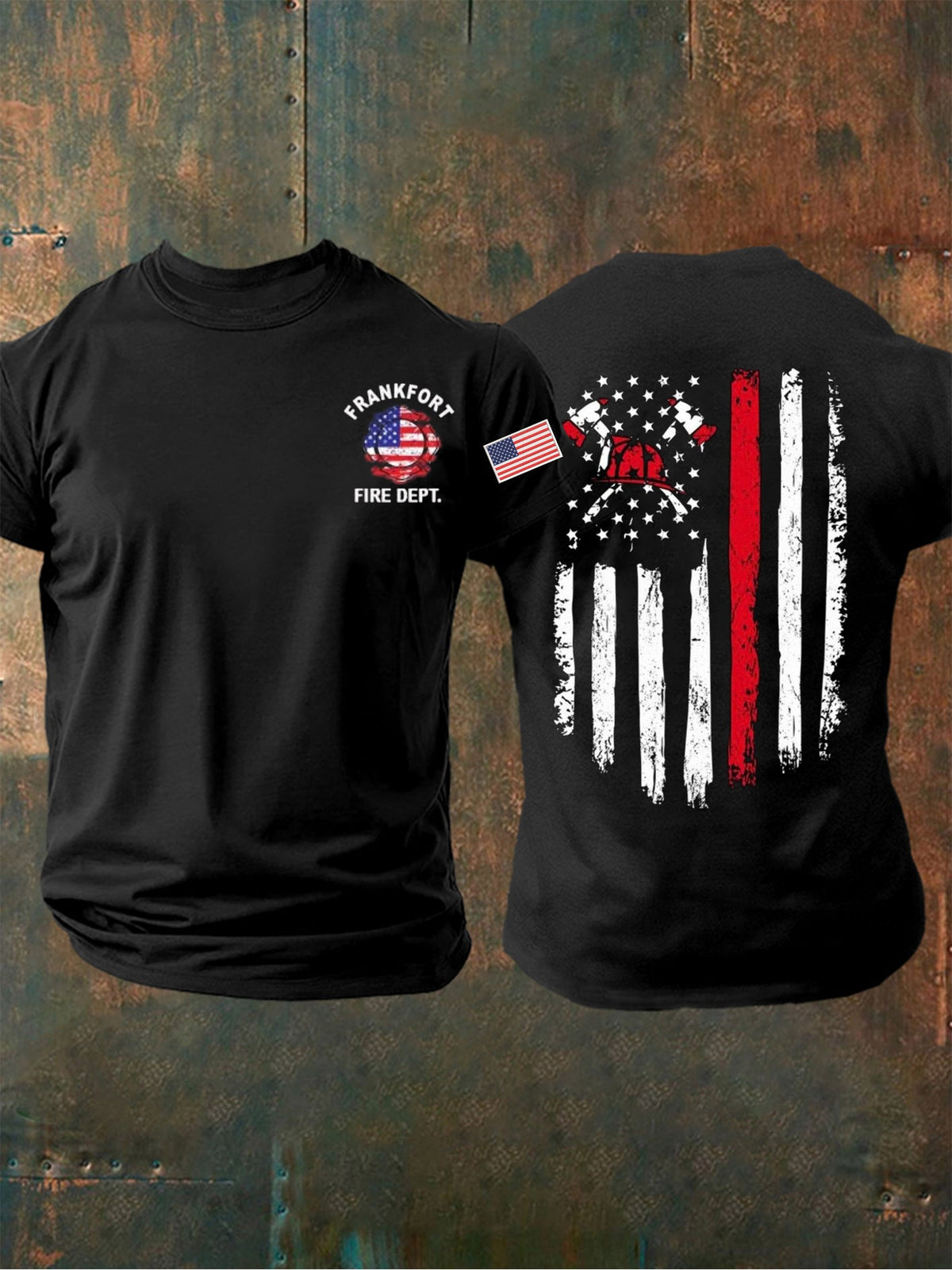 Men's American Firefighting Printed T-shirt
