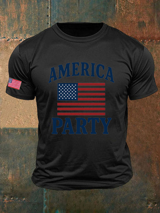 Men's American Party Printed Short-Sleeved T-shirt