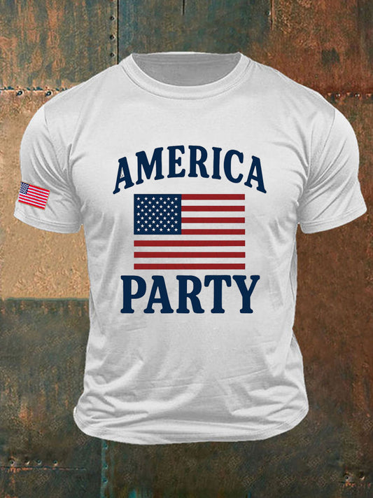 Men's American Party Printed Short-Sleeved T-shirt