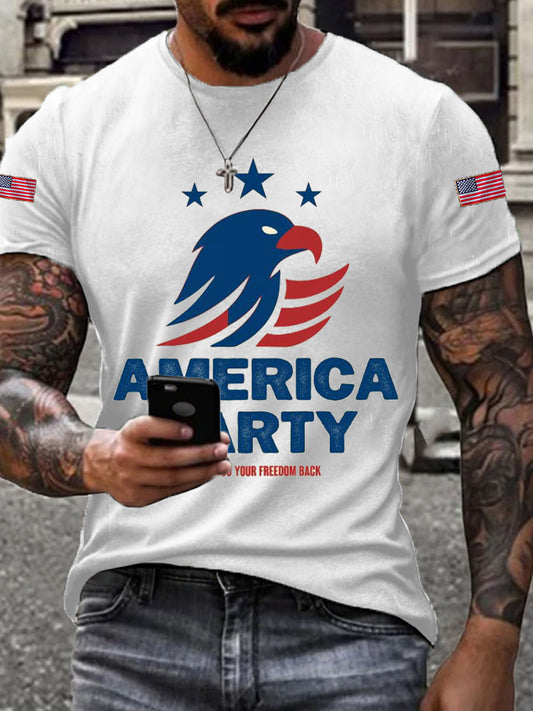 Men's American Party Printed Short-Sleeved T-shirt
