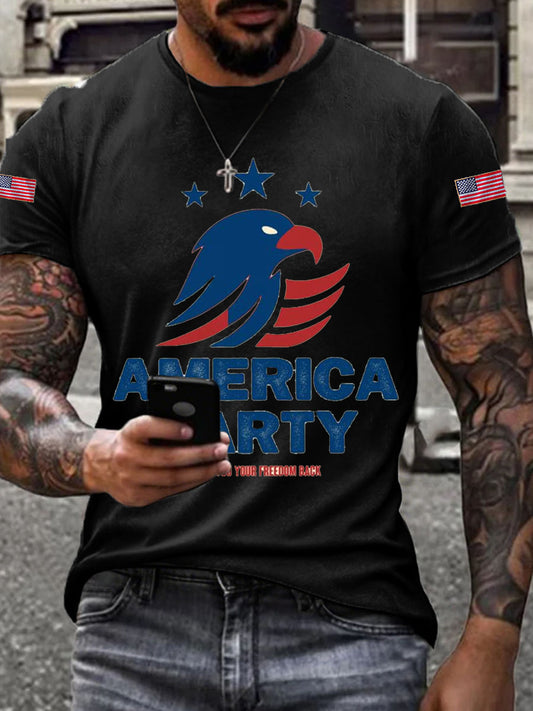 Men's American Party Printed Short-Sleeved T-shirt