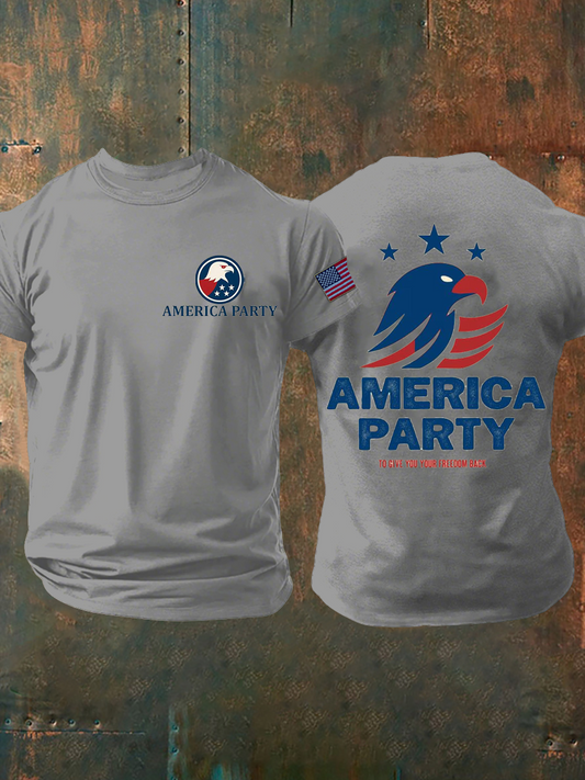 Men's American Party Printed Short-Sleeved T-shirt