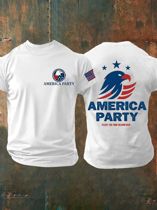 Men's American Party Printed Short-Sleeved T-shirt