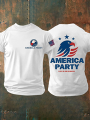 Camiseta de manga corta con estampado de fiesta americana para hombre
