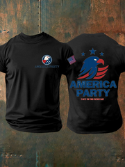 Camiseta de manga corta con estampado de fiesta americana para hombre